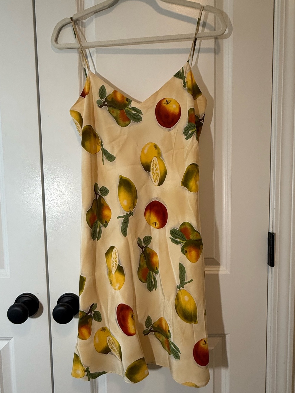 Maggie London | 100% Silk | Fruit Print Strappy Slip Dress | 8